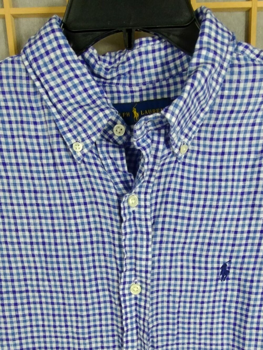 Ralph Lauren Polo Blue Gingham Plaid Button Down Short Sleeve Shirt Size L - Picture 5 of 11